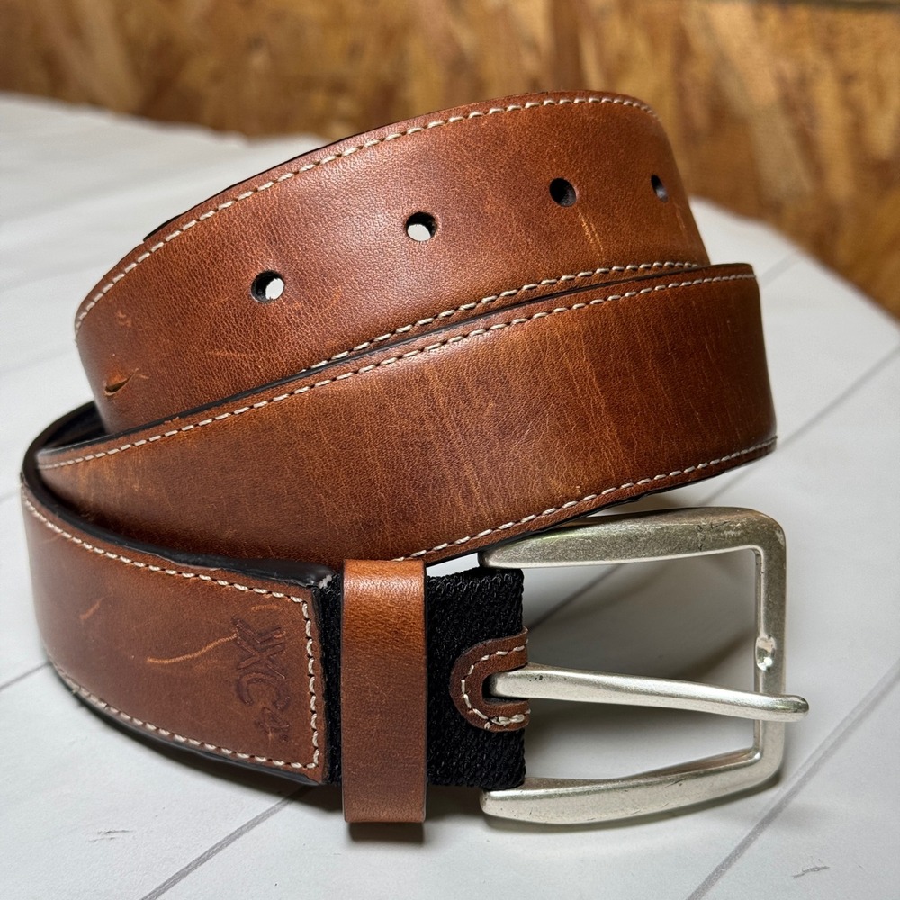 Johnston & Murphy XC4 Genuine Leather Belt Belt Brown with Silver Buckle Mens 32